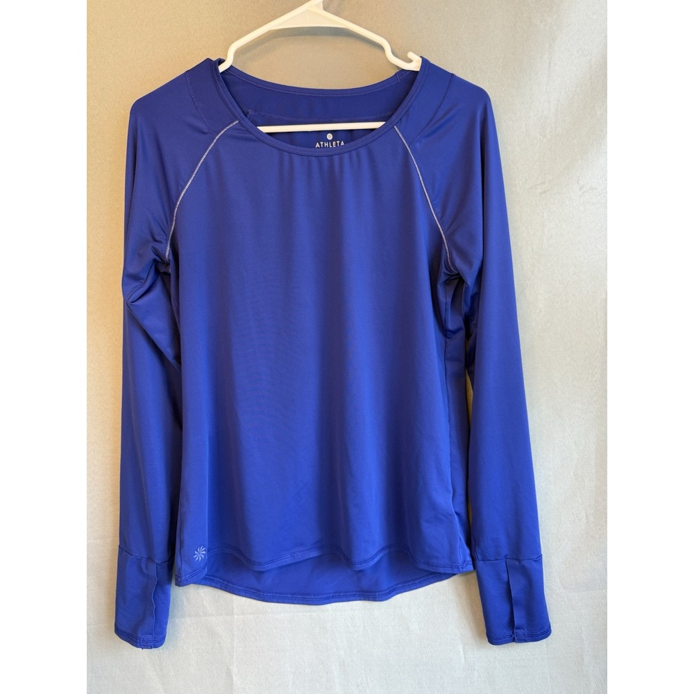 Athleta Womens Size Medium Royal Blue Long Sleeve Vent Holes Athletic Shirt